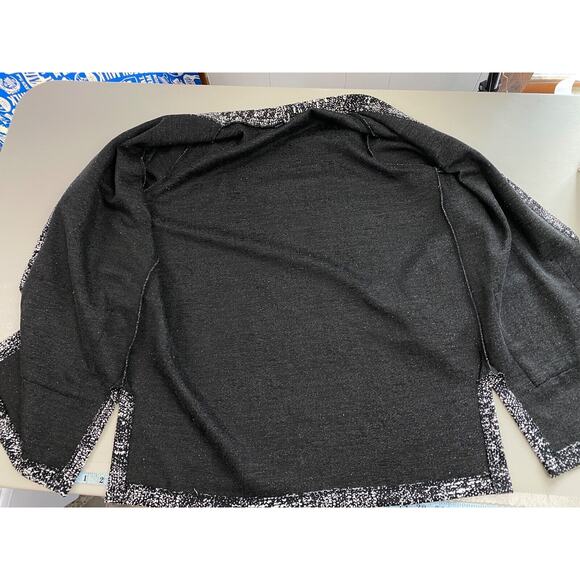 Clara Sun Woo Cardigan Top Womens Medium Black White Open Front Pockets Oversize - Picture 6 of 13